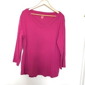 Anne Klein Sport Magenta Pink Long Sleeve T-shirt